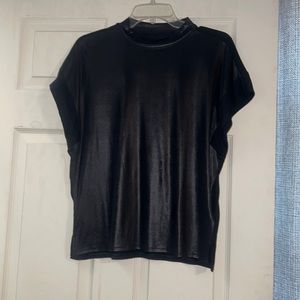 Express Mixed Media Relaxed Tee - Metallic Black - Medium